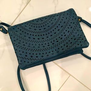 Street Level Teal perforated leather purse